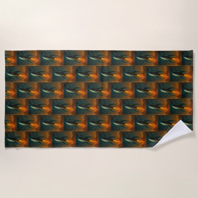 Serviette De Plage vaisseau spatial inspiré des années 1950 (Devant)