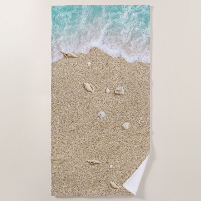 Serviette De Plage Vaves de plage Turquoise (Devant)