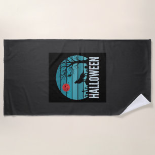 Serviette De Plage Vecteur Loup Cimetière Lune Halloween