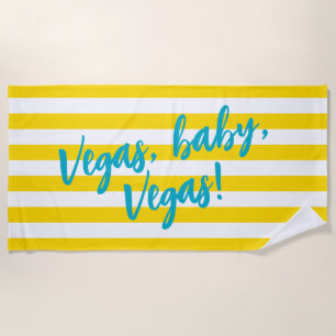 Serviette De Plage Vegas Bébé Cabane Rayure Jaune Blanc Fête au Pisci