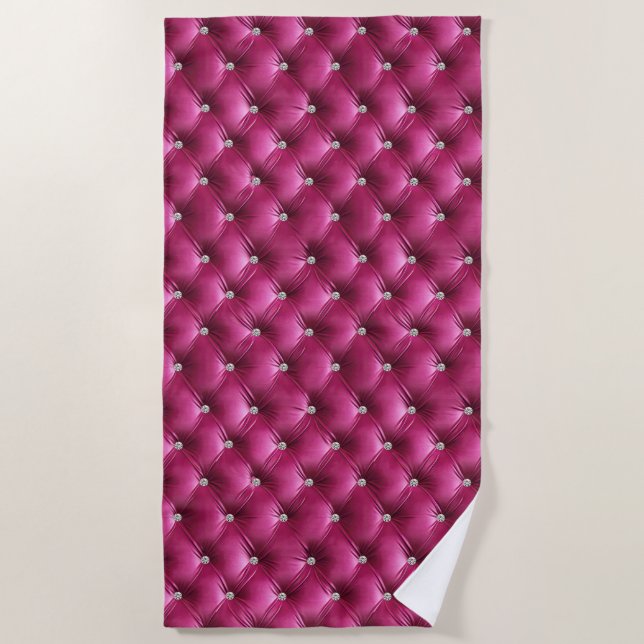 Serviette De Plage Velours Luxe Glamour Rose Faux (Devant)