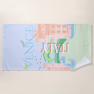 Serviette De Plage Venice Travel Art, Italie, Travel Art