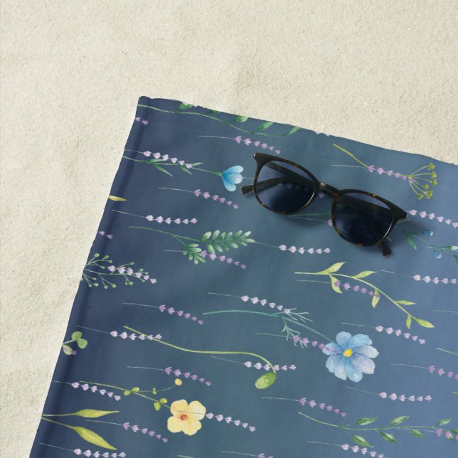 Serviette De Plage Verdure Aquarelle Rustique Fleur fleurie botanique (En situation)