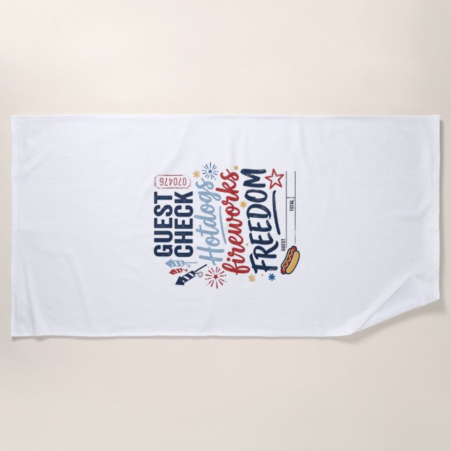 Serviette De Plage Vérification des invités patriotiques Saucisses Fê (Devant)