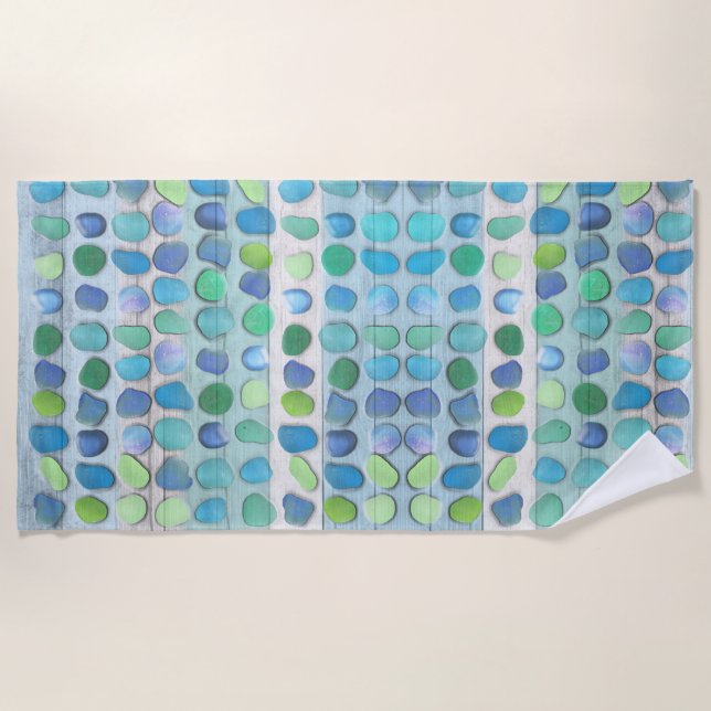 Serviette De Plage Verre de mer et bois flotté (Devant)