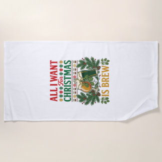 Serviette De Plage Verres à bière de Noël Brew All Want Pomme de pin