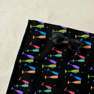 Serviette De Plage Verres de vin multicolores
