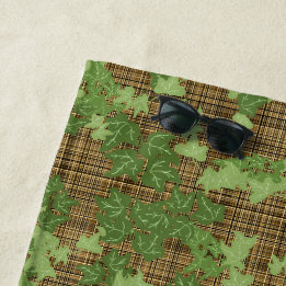 Serviette De Plage Vert Ivy Gold Brown Plaid