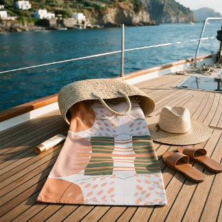 Serviette De Plage Vert sauge terracotta moderne boho abstrait