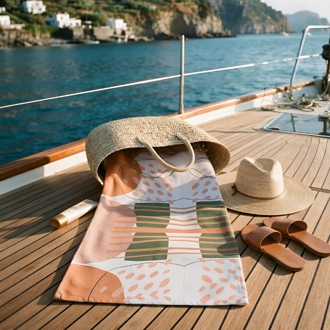 Serviette De Plage Vert sauge terracotta moderne boho abstrait (Créateur téléchargé)
