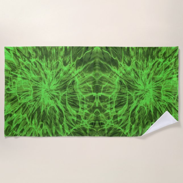 SERVIETTE DE PLAGE VERT TIE DYE   (Devant)