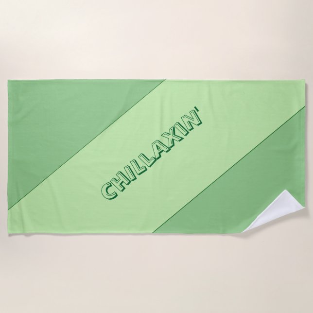 Serviette de plage verte du cool Chillaxin (Devant)