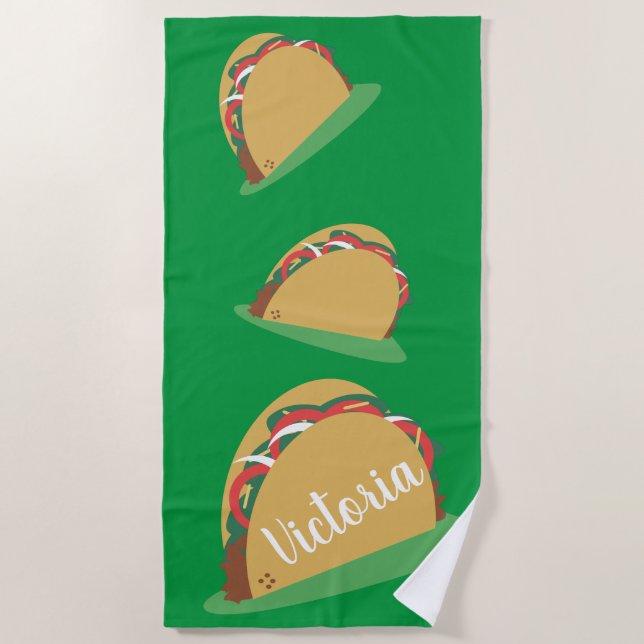 Serviette de plage verte flottante nom Taco (Devant)