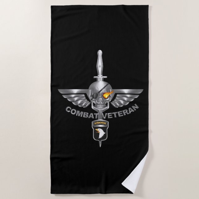 Serviette De Plage Vétéran de combat de la 101e division aéroportée (Devant)