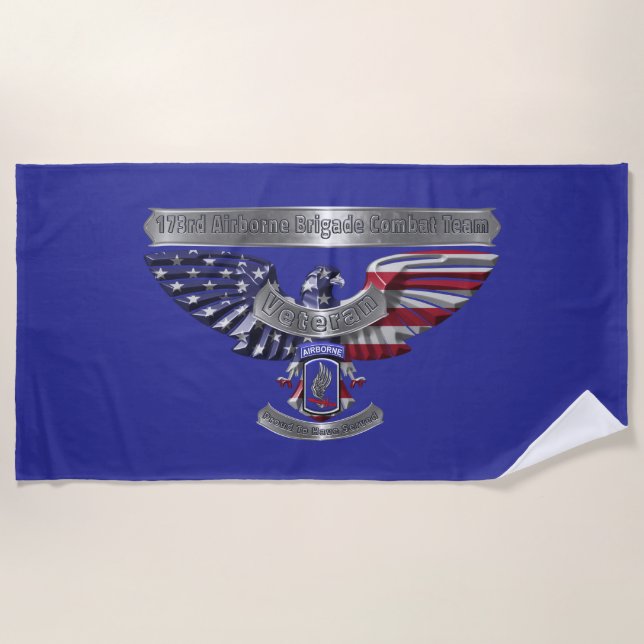Serviette De Plage Vétéran de la brigade aéroportée 173 (Devant)