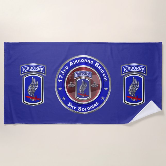 Serviette De Plage Vétéran de la brigade aéroportée 173  (Devant)
