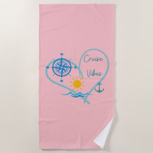 Serviette De Plage Vibes de croisière rose