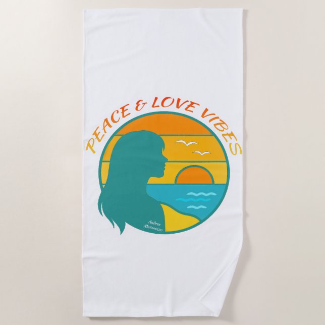 Serviette De Plage Vibes de Paix & d'Amour (Devant)