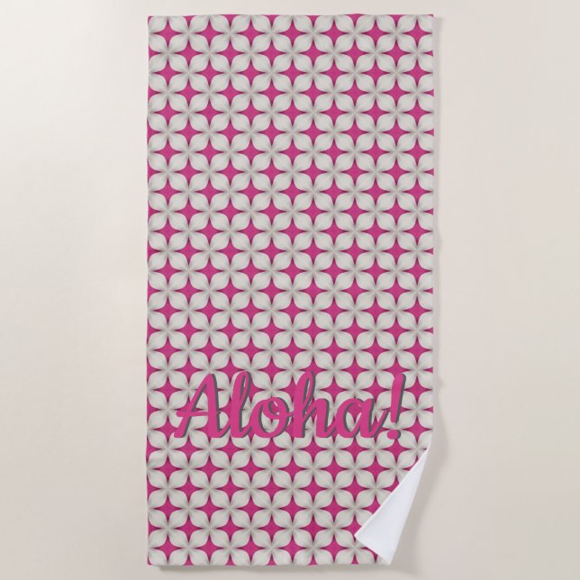 Serviette De Plage Vibes de plage rose Aloha Girl (Devant)