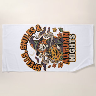 Serviette De Plage Vibes de sorcière de citrouille d'Halloween