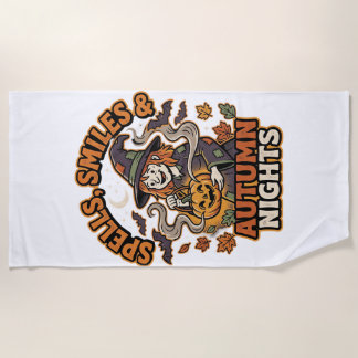 Serviette De Plage Vibes de sorcière de citrouille d'Halloween