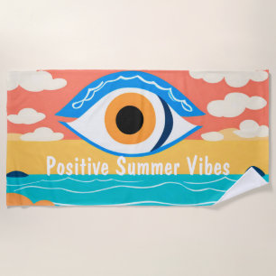 Serviette De Plage Vibes d'été Evil Eye moderne Plage serviette