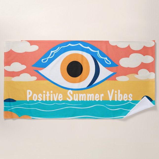 Serviette De Plage Vibes d'été Evil Eye moderne Plage serviette (Devant)