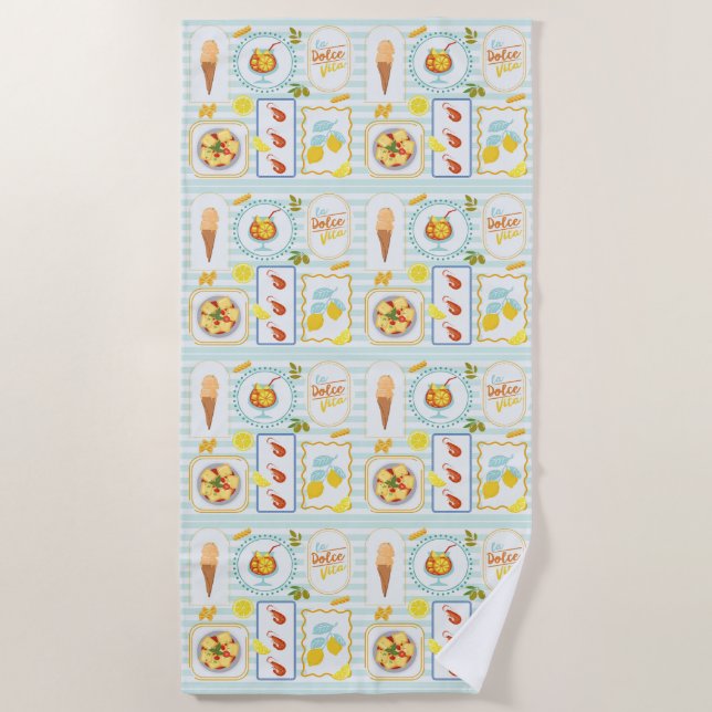 Serviette De Plage Vibes d'été méditerranéen (Devant)