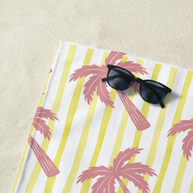 Serviette De Plage Vibes d'été Palmiers roses  (En situation)