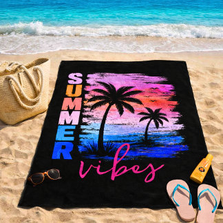 Serviette De Plage Vibes estivales tropicales 