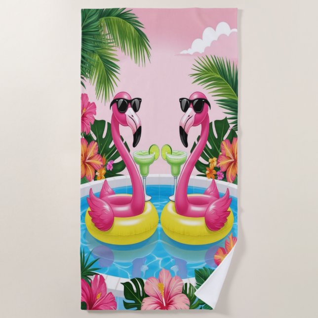 Serviette De Plage Vibes Flamant rose (Devant)