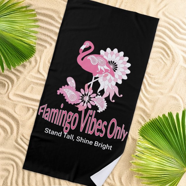 Serviette De Plage Vibes Flamant rose uniquement Flamant rose rose bl (Créateur téléchargé)