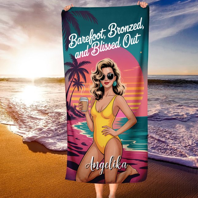 Serviette De Plage Vibes tropicales bronzées et décontractées pieds n (Créateur téléchargé)