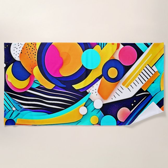 Serviette De Plage Vibrant Abstract Pop Art (Devant)