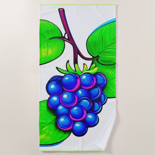 Serviette De Plage Vibrant Blueberry Pop Art (Devant)
