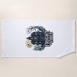 Serviette De Plage Vibrations d'effroi Halloween Maison hantée pleine