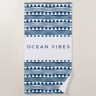 Serviette De Plage Vibrations océaniques géométriques – côte bleu mar