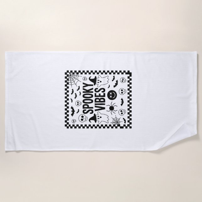 Serviette De Plage Vibrations Rétro Halloween Épurant (Devant)