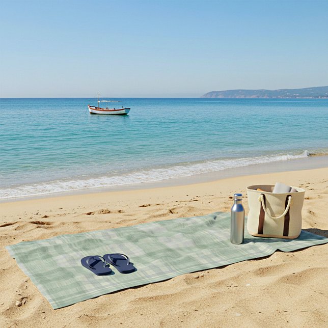 Serviette De Plage Vichy vert sauge clair (Créateur téléchargé)