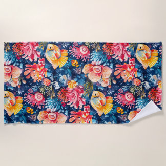Serviette De Plage Vie sous-marine colorée Océan