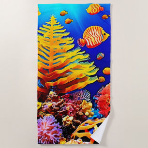Serviette De Plage Vie sous-marine de la barrière de poissons tropica