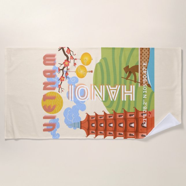 Serviette De Plage Vietnam Travel Art (Devant)