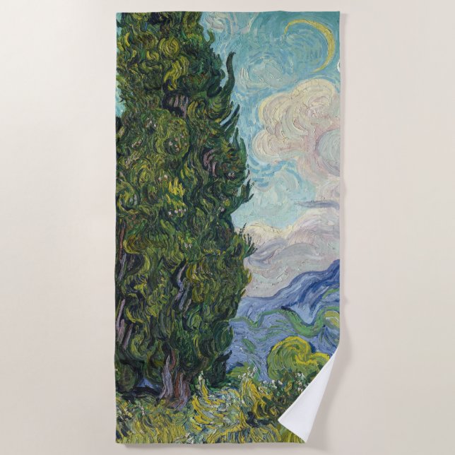 Serviette De Plage Vincent van Gogh - Cyprès (Devant)