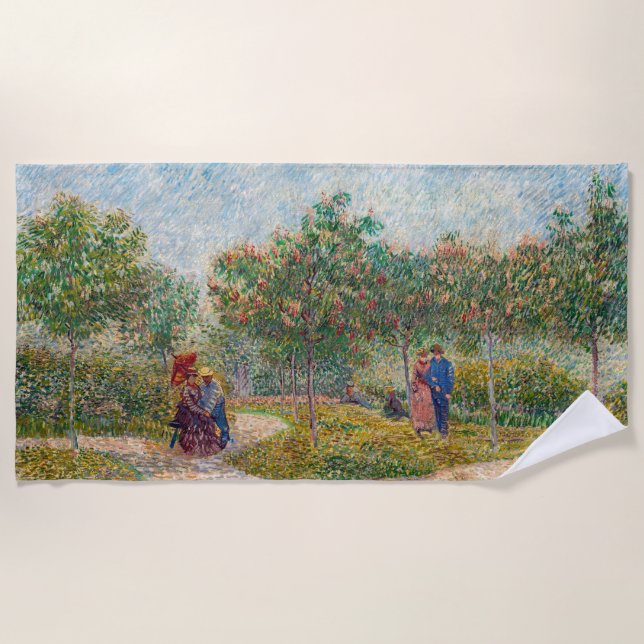 Serviette De Plage Vincent van Gogh - Jardin à Montmarte avec les ama (Devant)