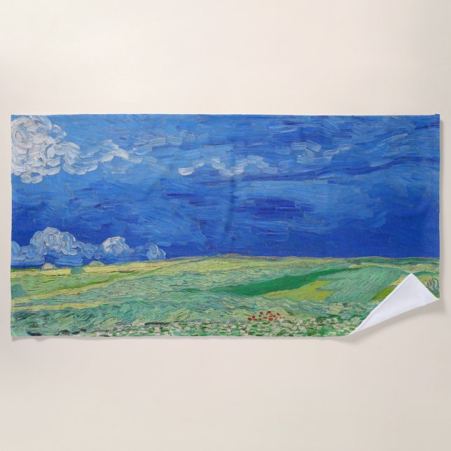 Serviette De Plage Vincent van Gogh - Les champs de roues sous Thunde (Devant)