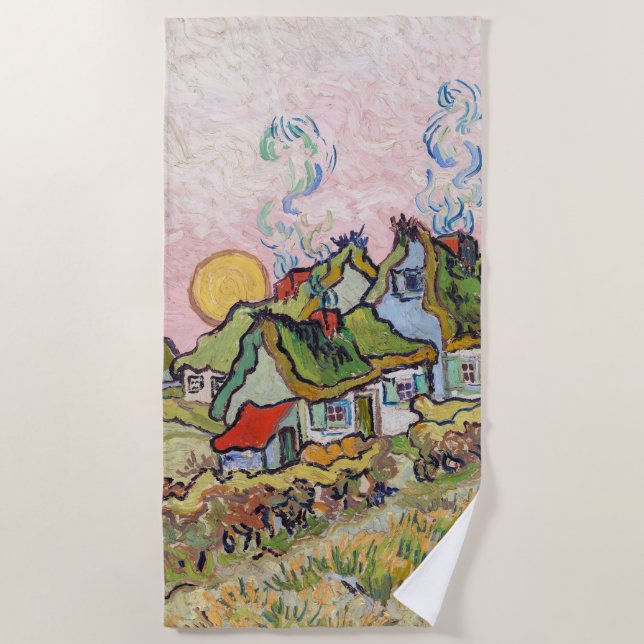 Serviette De Plage Vincent van Gogh - Maisons et figure (Devant)