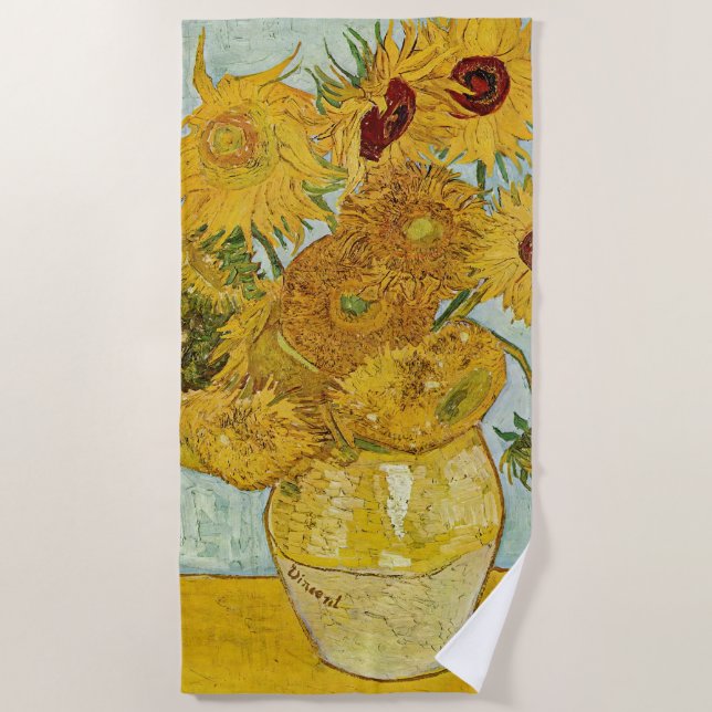 Serviette De Plage Vincent Van Gogh - Vase avec douze tournesols (Devant)