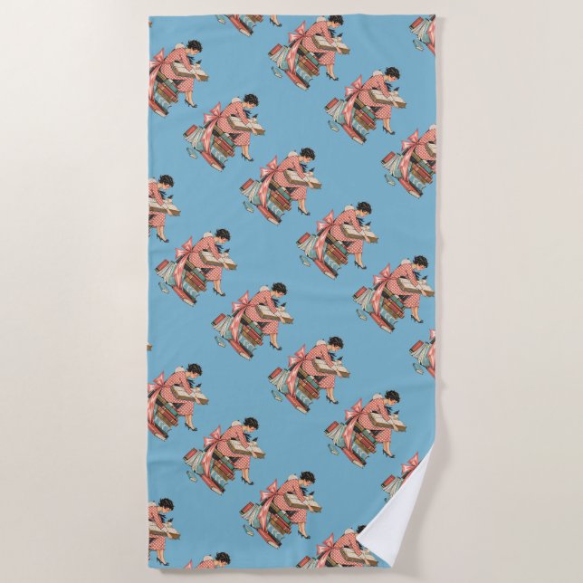 Serviette De Plage Vintage Book Lover Reading Illustration (Devant)