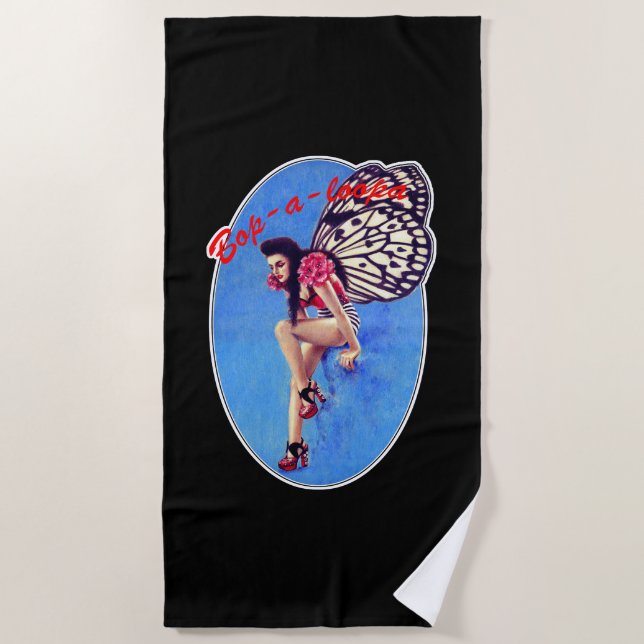 Serviette de plage vintage de Pin- de rockabilly (Devant)