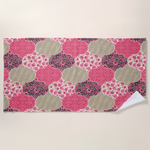 Serviette De Plage Vintage Floral Motif marocain rose